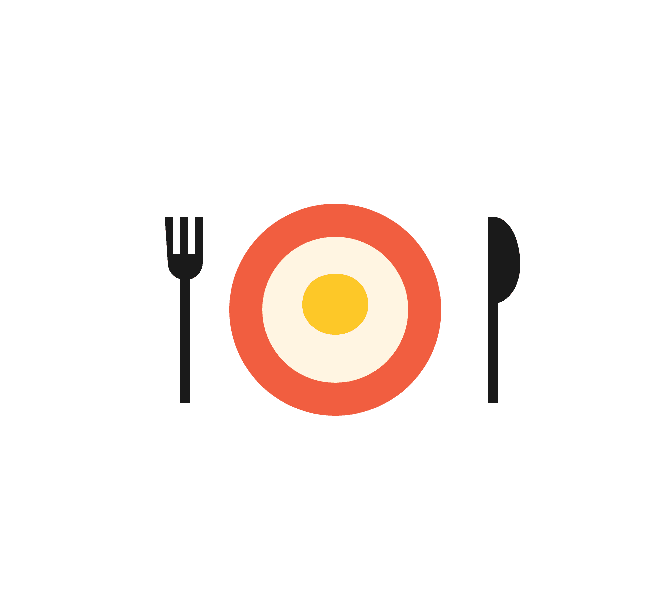 An illustration of a plate with a knife and fork