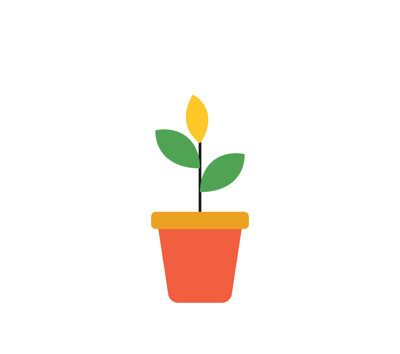 An illustration of a young plant in a pot