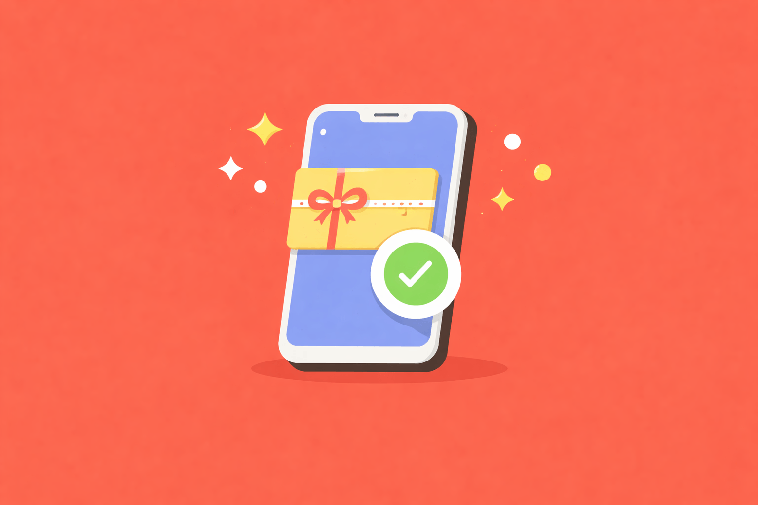 What is an e-voucher - smartphone with digital gift card illustration